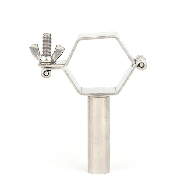 Soporte de tubo redondo con rosca sanitaria de acero inoxidable TH1M