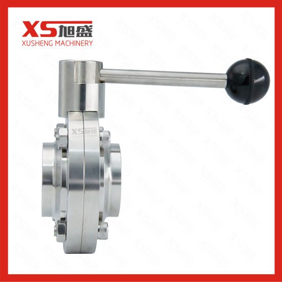 la unión sanitaria higiénica SS316L del acero inoxidable de los 76.2MM fija las válvulas de mariposa manuales