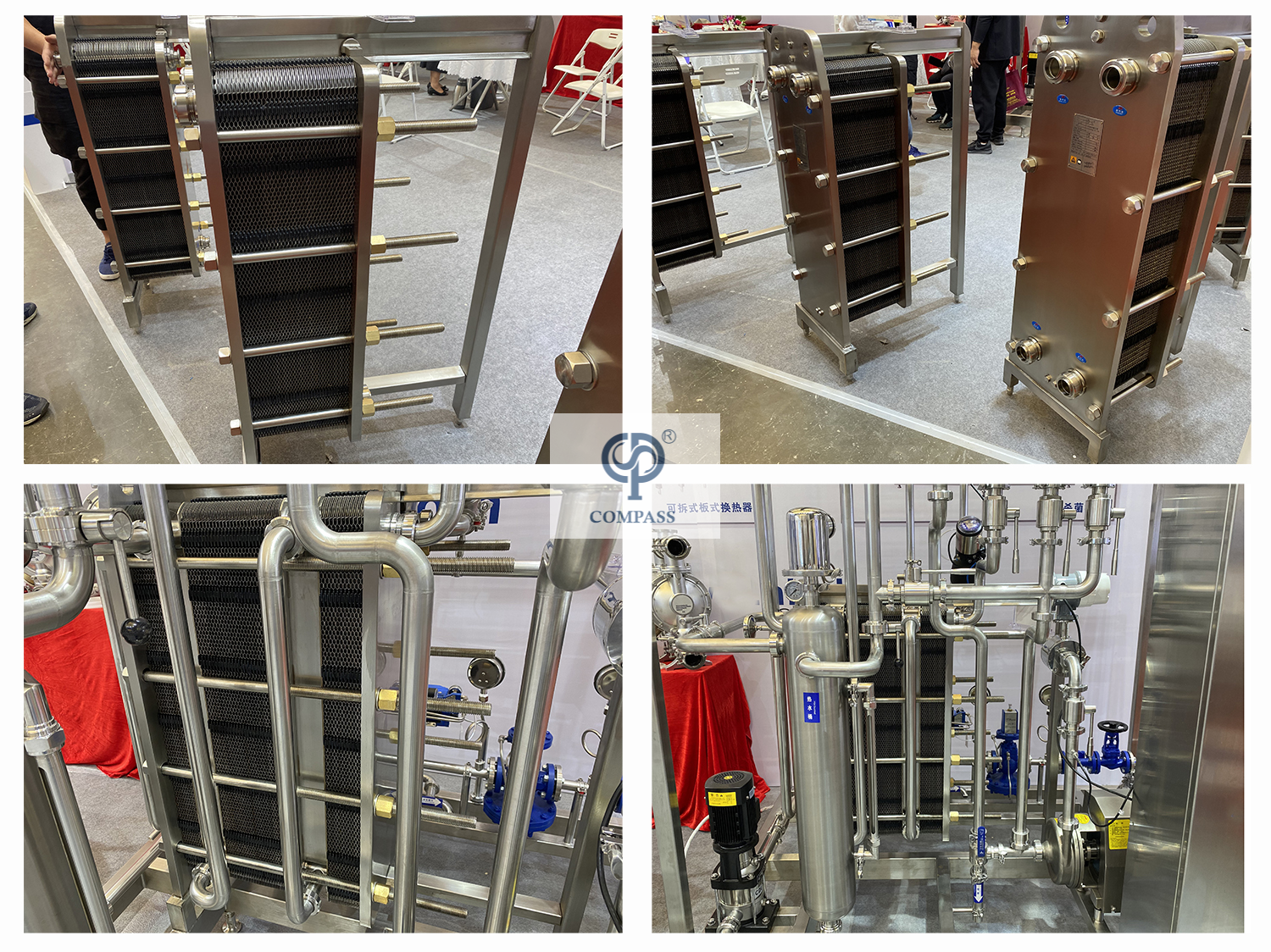 Cambiador de calor de placas de tres etapas de etapas múltiples de acero inoxidable para pasteurización de leche