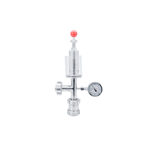 Válvula de alivio de presión cruzada higiénica con manómetro
